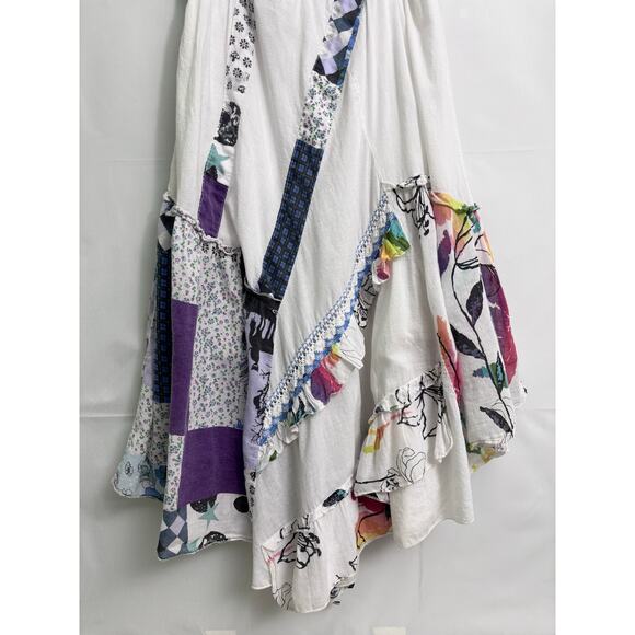 Etc. Boho Hippie Patchwork Multicolor Cotton Knit Sleeveless Midi Dress Size M - Picture 6 of 10